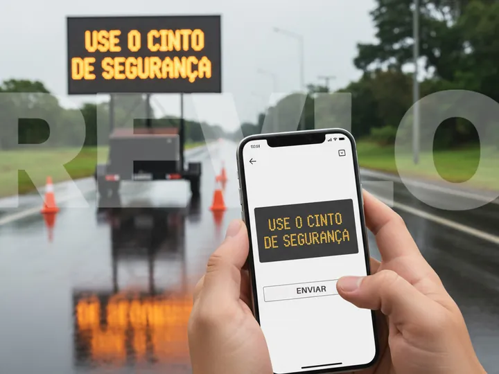 Celular com o aplicativo que controla o painel a distância